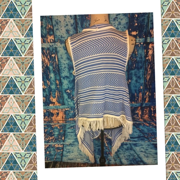 Say what blue white boho vest sz s waterfall - Picture 3 of 6